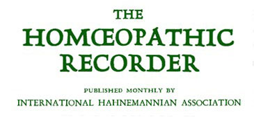 Masthead of Homeopathic Recorder