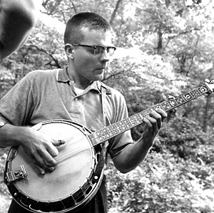 Bob Johnson with his elaborately inlaid banjo